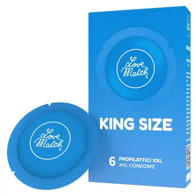 Love Match - King Size XXL 6pc. Powiększane prezerwatywy extra large, komfortowe i dopasowane, idealne dla osób o ponadprzeciętnych rozmiarach