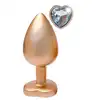 Dream Toys - Gleaming Love Pearl Gold Plug Large. Złoty elegancki korek analny o dużym rozmiarze z kryształkiem w kształcie serca