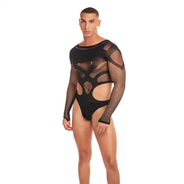 René Rofé - Out Of Orbit Bodysuit L/XL Black. Odważne męskie body dla pewnych siebie panów, genialne wycięcia