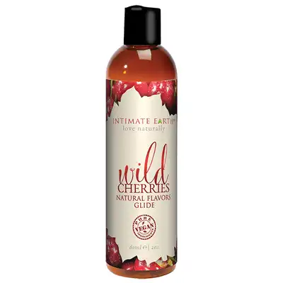 Intimate Earth - Natural Flavors Glide Wild Cherries 60 ml. Lubrykant na bazie wody o smaku i zapachu dzikich wiśni. Bogactwo naturalnych składników