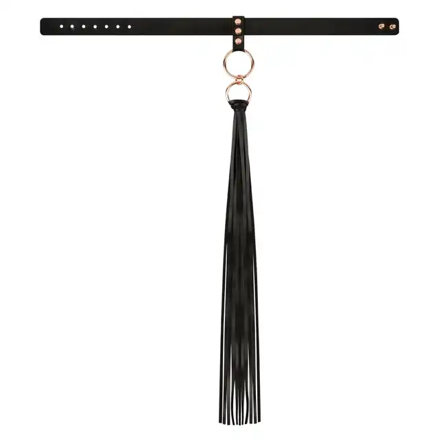 Rosy Gold - Collar with Flogger. Stylowe i funkcjonalny dodatek do zmysłowych zabaw.
