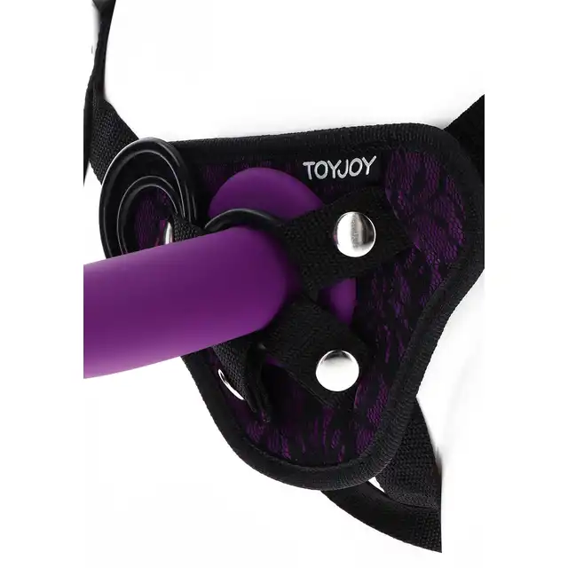 Get Real - Strap-On Lace Harness. Elegancka uprząż z miękką konstrukcją, regulowanymi paskami, trzema silikonowymi pierścieniami 