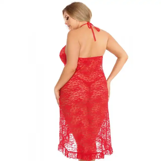 Anais Apparel - Dion XL/2XL. Niezwykła koszulka o zmysłowym wycięciu, piękna czerwona koronka