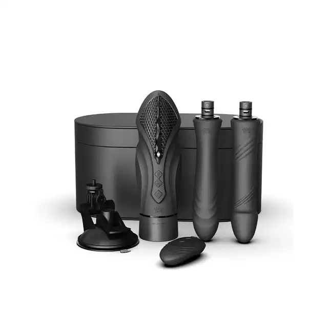 Zalo - Sesh Black. Ruchomy wibrator podgrzewany, z wymiennymi końcówkami i pilotem, inspirowany egipską wężową boginią