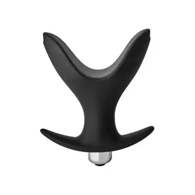 DreamToys - Vibrating Anal Anchor Plug Black. Rozszerzalny silikonowy korek analny z wibrującym pociskiem z 10 trybami wibracji