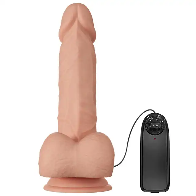 Baile - Beautiful Bahamut Vibrator. Realistyczny wibrator z jądrami i przyssawką, regulowana moc wibracji