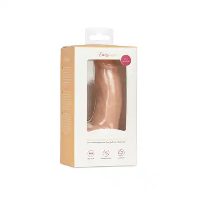 EasyToys - Dildo With Balls 12 cm Beige. Realistyczne dildo z wyraźnymi żyłami i zakrzywionym trzonem, idealne do punktu G
