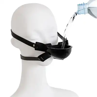Kiotos - BDSM Funnel Mouth Gag. Knebel z lejkiem i kubkiem do nalewania, wysokiej jakości akcesorium, niezapomniane doznania podczas zabaw BDSM