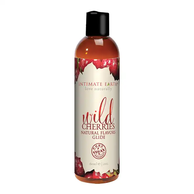 Intimate Earth - Natural Flavors Glide Wild Cherries 60 ml. Lubrykant na bazie wody o smaku i zapachu dzikich wiśni. Bogactwo naturalnych składników