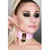Kinky Diva - Heart Lock &amp; Key Collar Pink/Gold. Słodka różowa obroża ze złotymi elementami, symbol oddania z odrobiną elegancji