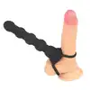LoveToy - Vibrating Rock Balled Double Prober. Wibrująca silikonowa nakładka z stymulującym trzonem, podwójna penetracja