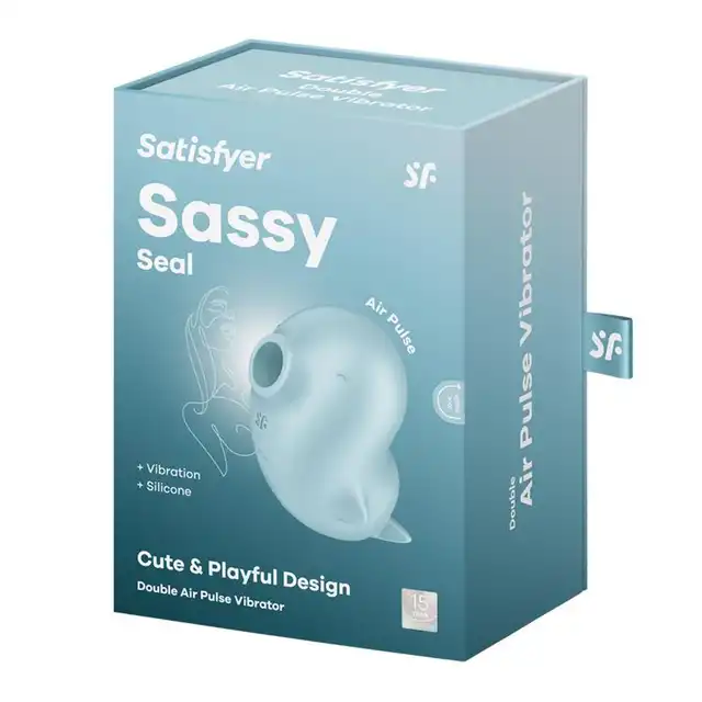 Satisfyer - Sassy Seal Blue. Wibrator incognito z falami ciśnienia i wibracjami, kształt uroczej foczki