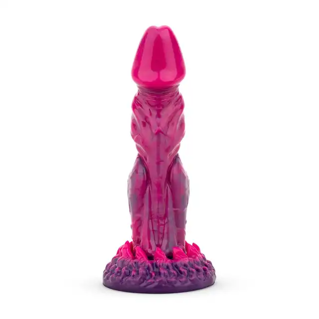 Mythical Mates - Another World Dildo Pink &amp; Purple. Dildo z ustrukturyzowanym trzonem oferuje wszechstronną przyjemność dzięki mocnej przyssawce