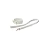 Blaze - Elite Collar And Lash White. Elegancki biały zestaw obroży i smyczy z regulowaną obrożą i złotymi detalami, idealny do stylowych zabaw BDSM