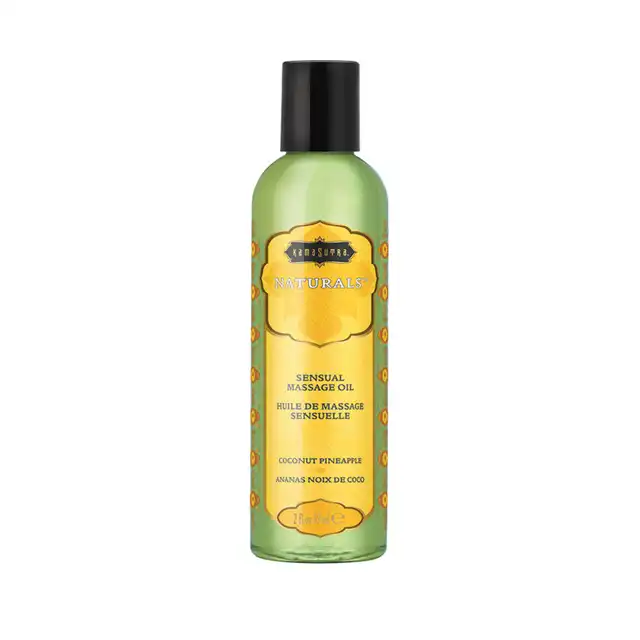 Kamasutra - Naturals Massage Oil  Coconut Pineapple 59ml. Olejek do masażu o tropikalnym i słodkim zapachu kokosa oraz ananasa