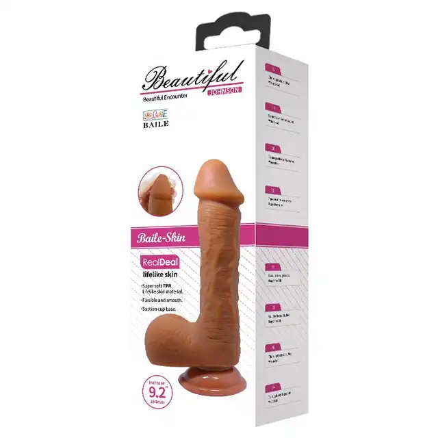 Baile - Beautiful Johnson 9,2'. Realistyczne dildo z dużą główką i mocną przyssawką dla intensywnych doznań