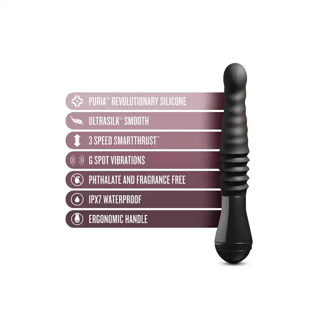 Temptasia - Lazarus Thrusting Dildo Black. Ruchome dildo o intensywnym ruchu posuwistym, optymalna stymulacja i przyjemność