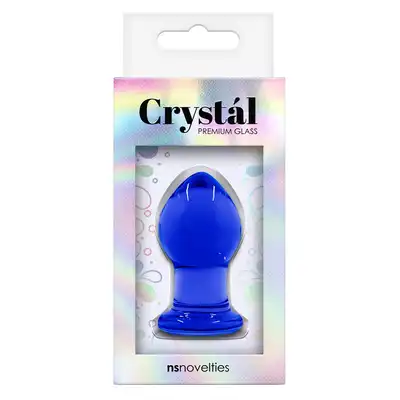 Cristal - Small Glass Plug Blue. Niebieski korek z borokrzemowego szkła, idealny do zabaw temperaturowych