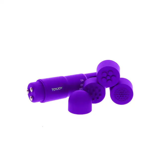ToyJoy - Funky Vibrette Purple. Mini wibrator do łechtaczki z 4 wymiennymi końcówkami stymulującymi