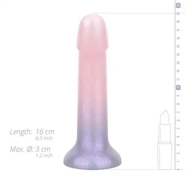 EasyToys - Mermaid Glitter Ombre Dildo S. Brokatowe dildo z mocną przyssawką, wizualny efekt ombre dodaje uroku