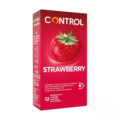 Control - Strawberry 12szt. Prezerwatywy o smaku soczystej truskawki, idealne do seksu oralnego, waginalnego i analnego