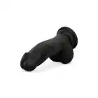 EasyToys - Dildo With Balls 12 cm Black. Realistyczne dildo z wyraźnymi żyłami i zakrzywionym trzonem, idealne do punktu G