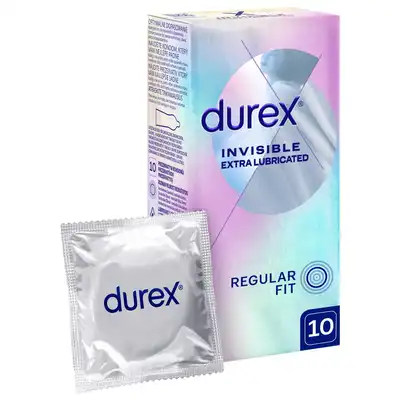 Durex - Invisible Extra Lubricated 10szt. Super cienkie prezerwatywy z dodatkowym żelem nawilżającym, komfortowa bliskość