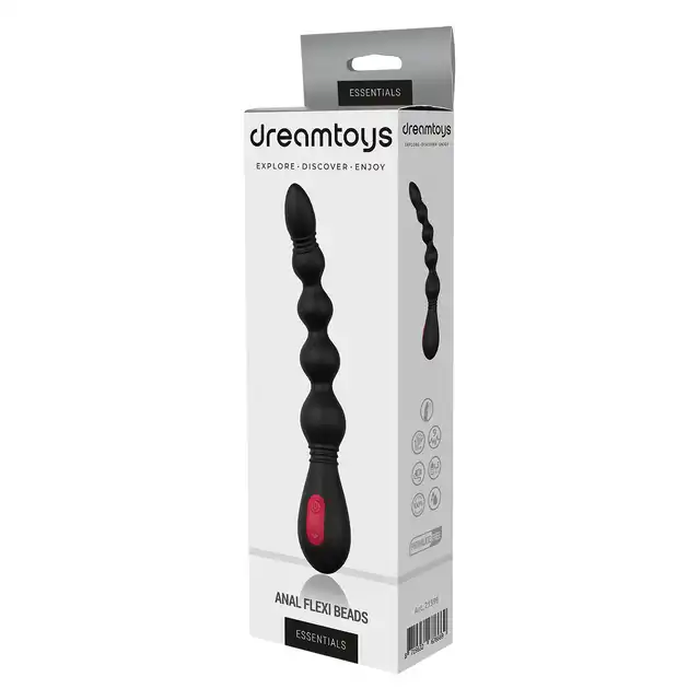 Dream Toys - Essentals Anal Flexi Beads. Korek analny, który zapewnia intensywne, wielopoziomowe doznania, elastyczność materiału i różnorodność wibracji