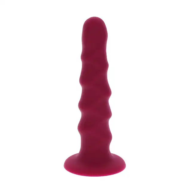 Get Real - Ribbed Dong 6'. Dildo z wypustkami na trzonie i mocną podstawą z przyssawką, wykonany z bezpiecznego silikonu premium