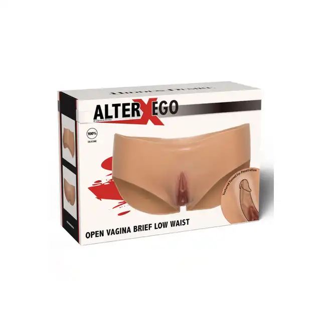Hidden Desire - Alter Ego Open Vagina Brief Low Waist. Silikonowe majtki z niskim stanem, z otwartą i realistyczną pochwą i tunelem penetracyjnym