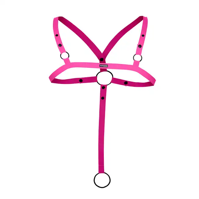 Cut4Men - Pink C-Ring Harness OS. Różowa stylowa i funkcjonalna uprząż dla mężczyzn, zmysłowy dodatek do męskiej garderoby