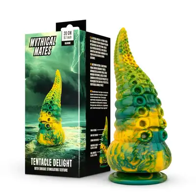 Mythical Mates Tentacle Delight. Dildo o długości 22 cm z przyssawką w żywych kolorach