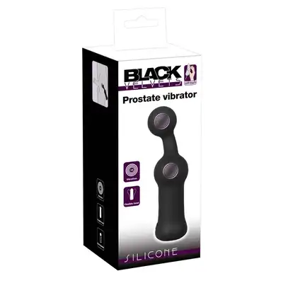 Black Velvets - Prostate Vibrator. Wibrator prostaty, 10 trybów wibracji i lekko pochylona, elastyczna końcówka, pokryty aksamitną fakturą