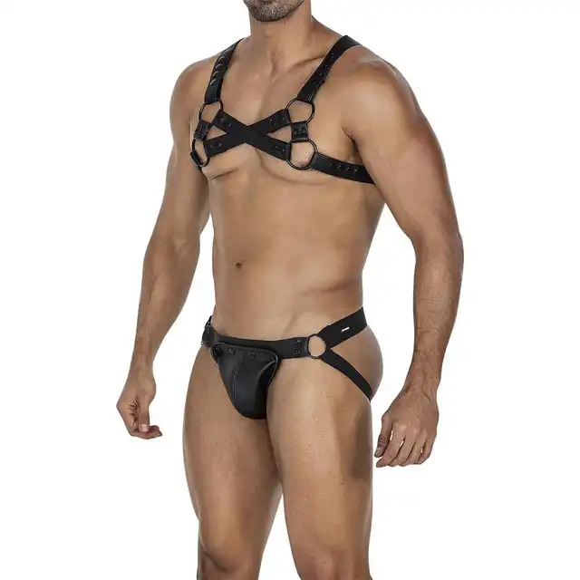 Cut4Men - JockStrap L/XL. Stylowy skórzany jockstrap z odpinaną kieszonką, seksowny element garderoby