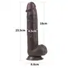 LoveToy - Sliding Skin Dual Layer Dong 9inch Brown. Realistyczne dildo z dwuwarstwowego TPE, wyposażone w technologię przesuwanej skóry i mocną przyssawkę