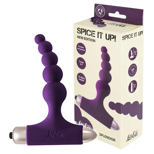 Lola Toys - Spice It Up Splendor Ultraviolet. Wibrujący plug analny w kształcie kulek analnych, intensywne wibracje 