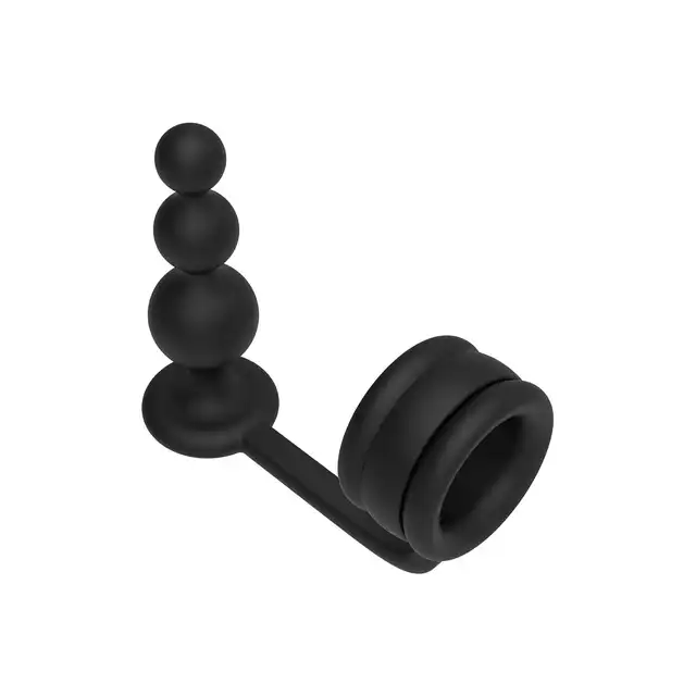DreamToys -  Ramrod Cockring With Beaded Anal Plug. Innowacyjny pierścień erekcyjny 2 w 1 z korkiem analnym, z gładkiego silikonu, zapewnia zarówno mocną erekcję i stymulację analną
