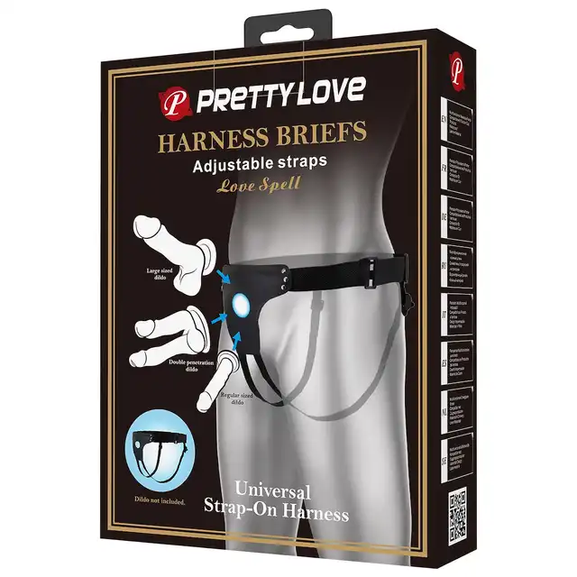 Pretty Love - Harness briefs love spell strap-on. Wszechstronna uprząż z dodatkowym paskiem dla wygody i penetrującej mocy.