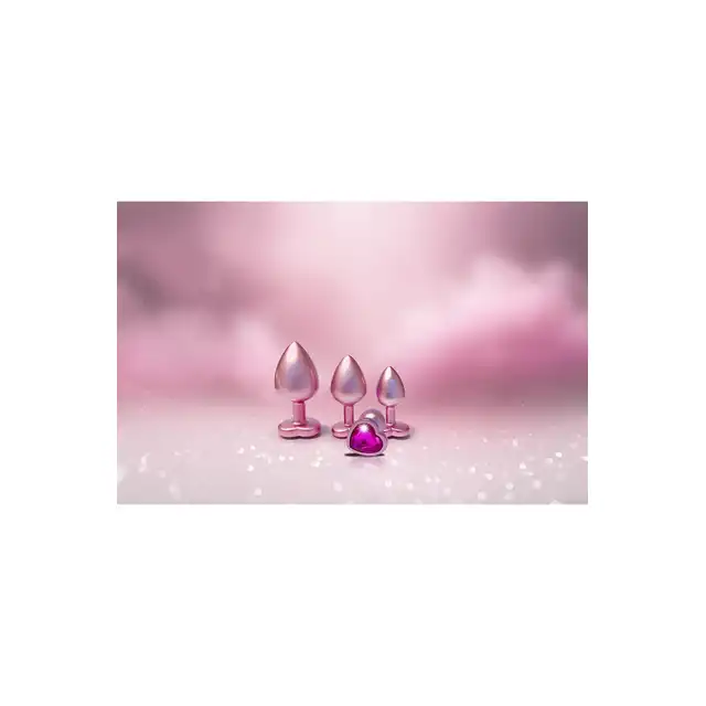 Dream Toys - Gleaming Love Pearl Pink Plug Large. Różowy elegancki korek analny o dużym rozmiarze z kryształkiem w kształcie serca