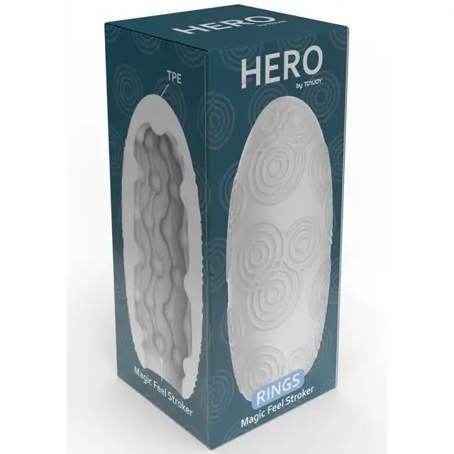 ToyJoy - Hero Medium Masturbator Rings. Ergonomiczny masturbator o teksturze stymulujących okręgów, idealnie dostosowany do Twoich pragnień