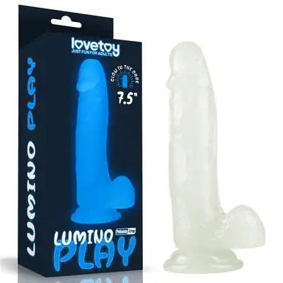 LoveToy -  Dildo 7.5'' Lumino Play. Świecące w ciemności realistyczne dildo