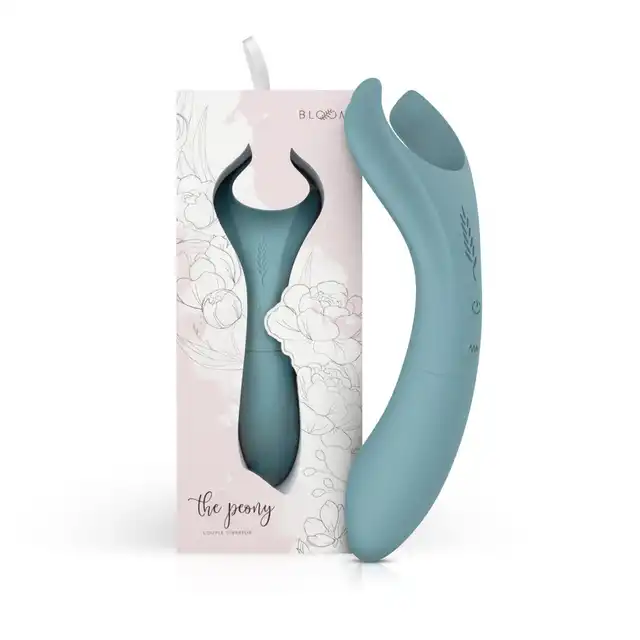 Bloom - The Peony Couple Vibrator Green. Wibrator dla par z dwustronnym użytkowaniem i technologią Swipe