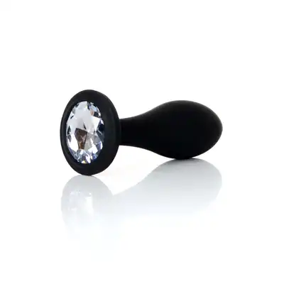 B-Series - Silicone Plug Clear L. Ekskluzywny plug analny z silikonowym wykończeniem i eleganckim diamencikiem w rozmiarze L