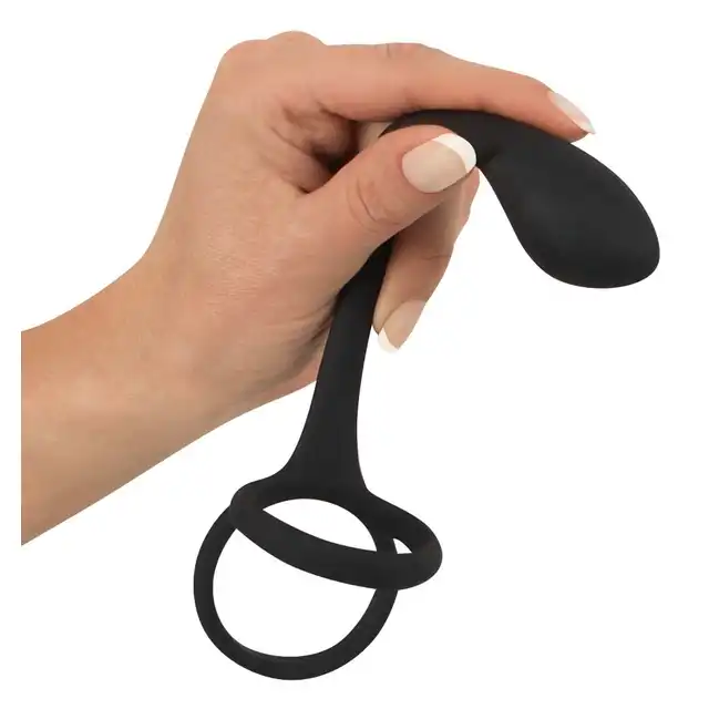 Black Velvets - Cock&amp;Ball Ring with Butt Plug - Korek analny z pierścieniami na penisa i jądra 3w1. Idealny także do stymulacji prostaty.