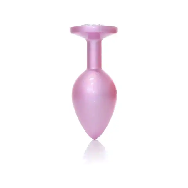 B-Series - Pearl Pink Plug Clear M. Luksusowy korek analny w rozmiarze M ze stali nierdzewnej z ozdobnym diamencikiem 