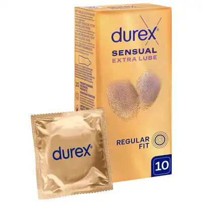 Durex - Sensual Extra Lube 10. Najcieńsze pezerwatywy z dodatkowym lubrykantem dla zwiększonej wrażliwości i naturalnych doznań