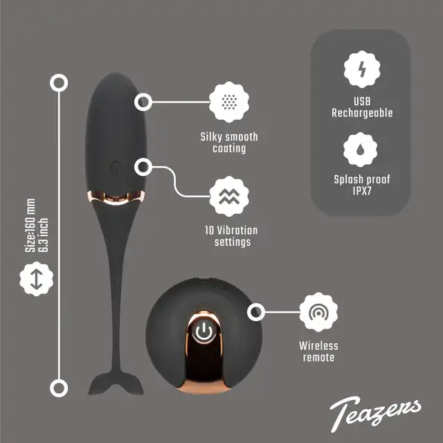 Teazers - Luksusowe wibrujące jajko z pilotem zdalnego sterowania. 10 wibracji dla najwyższej przyjemności i intymności!