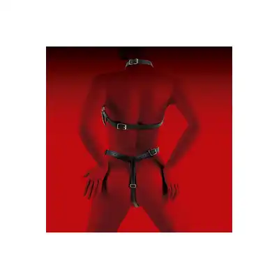 Virgite - Woman Bondage Body Harness Mod. 1 Black. Luksusowy harness wykonany z wysokiej jakości skóry ekologicznej prosto z Hiszpanii