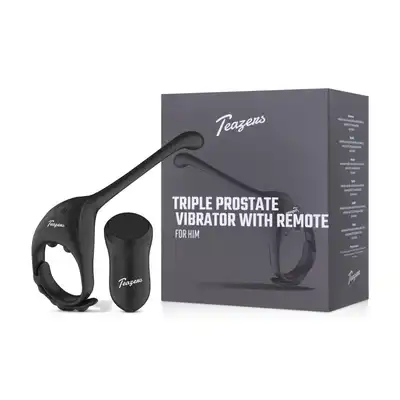 Teazers - Triple Prostate Vibrator with Remote. Stymulator prostaty z regulowanym ringiem, kompleksowa stymulacja w jednym urządzeniu