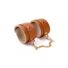 Blaze - Elite Ankle Cuffs Cognac Vegan Leather. Wegańskie skórzane kajdanki na nogi o bogatym odcieniu koniaku, wyrafinowanie i klasa